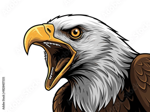 Fototapeta Roaring Eagle Vector Illustration Open Beak Graphic Symbol