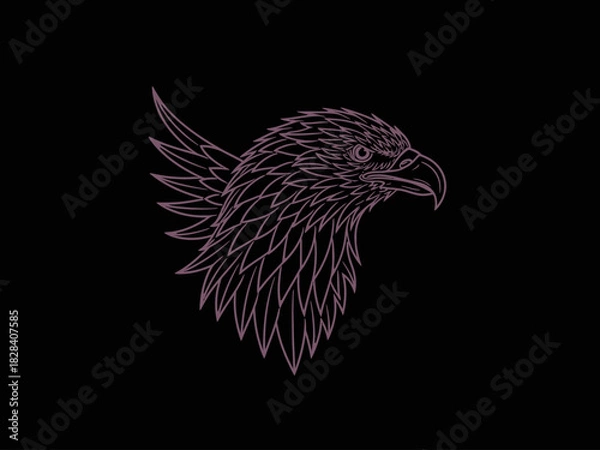 Fototapeta Eagle Line Art Vector Illustration with Gradient Stroke Modern Minimalism