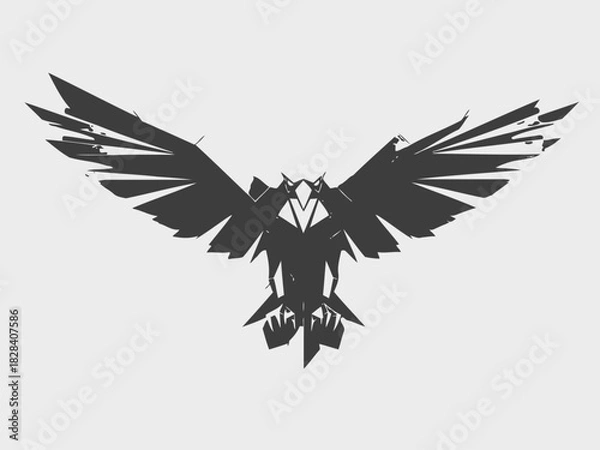 Fototapeta Geometric Eagle Vector Illustration from Thick Blocks Modern Abstract Vector Art