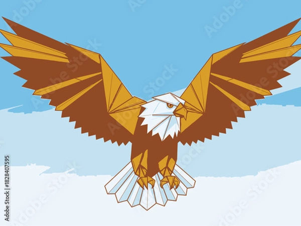 Fototapeta Origami Eagle Vector Art Folded Paper Shapes Minimalist Vector Illustration