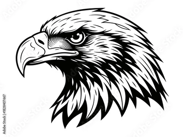 Fototapeta Eagle Head Side Profile Vector Illustration Sharp Beak High Contrast Graphic Art