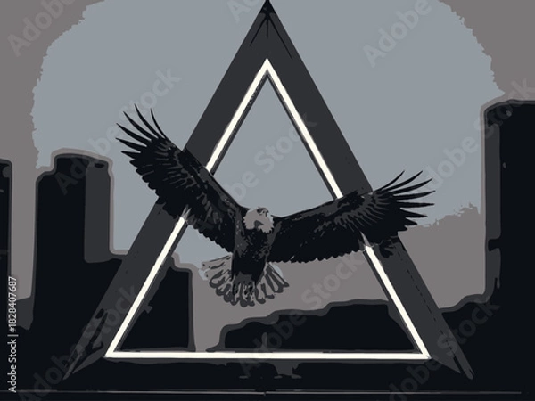 Fototapeta Eagle Flying Triangle Frame Vector Design Modern Geometric Illustration