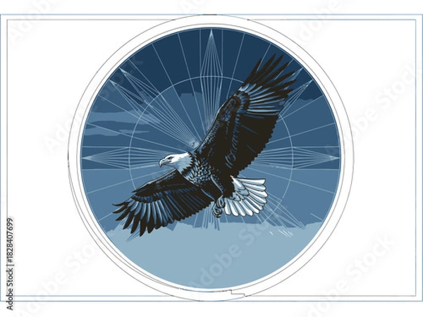 Fototapeta Geometric Eagle Vector Illustration in Circular Frame Clean Symmetry Vector Design