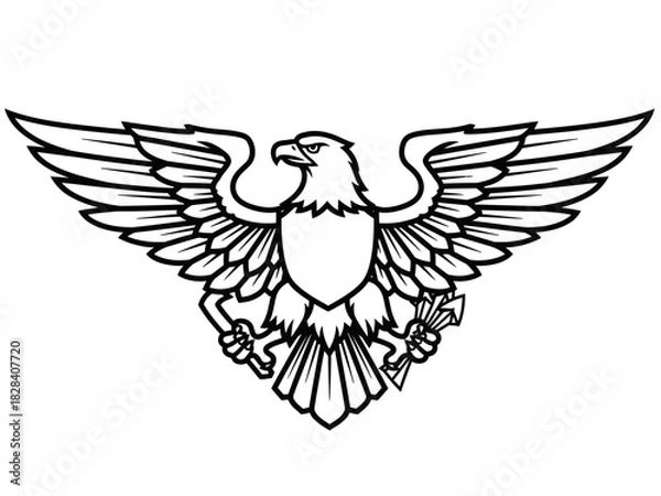 Fototapeta Eagle Crest Symmetrical Wings Vector Art Illustration Badge Emblem Design