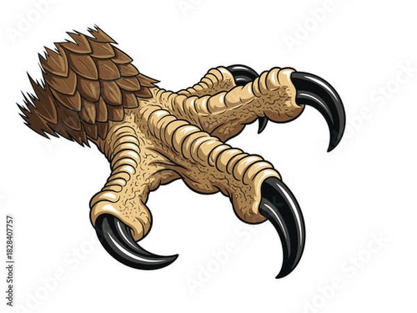 Fototapeta Detailed Eagle Claw Close-Up Vector Illustration Sharp Talon Vector Art