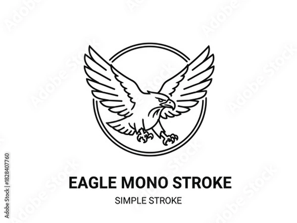 Fototapeta Monoline Eagle Circle Vector Art Simple Stroke Design Illustration