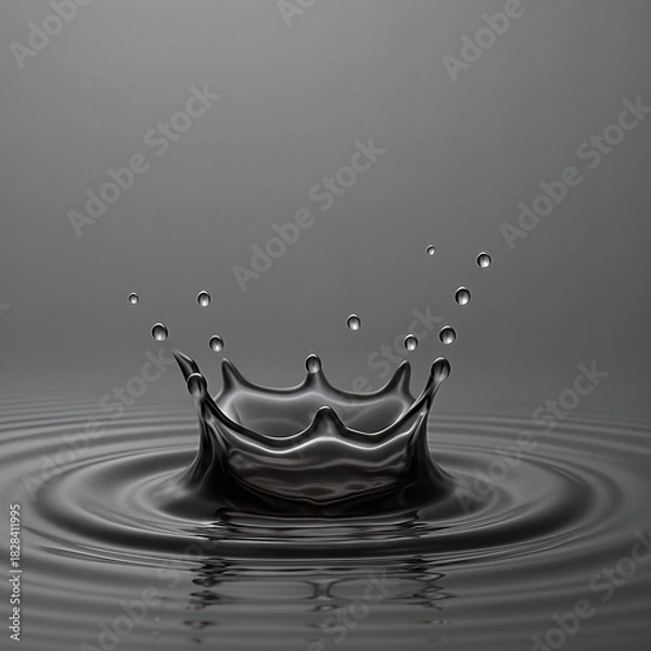 Obraz Silver water crown splash in studio macro