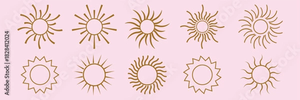 Fototapeta sunny sun sunlight solar heat weather icon set symbol vector eps 10