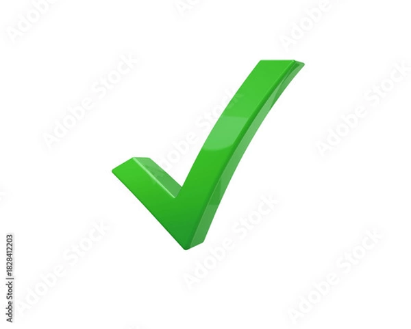 Obraz 3d green check mark isolated on transparent background