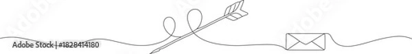 Obraz Single-Line Envelope with Arrow Icon – Minimal Message & Email Communication Symbol