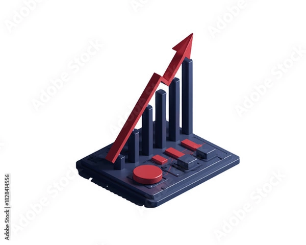 Obraz Business graph with arrow on transparent background