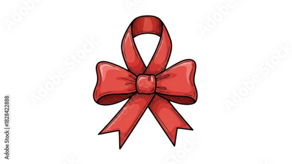 Obraz Handdrawn Red Ribbon Bow Illustration