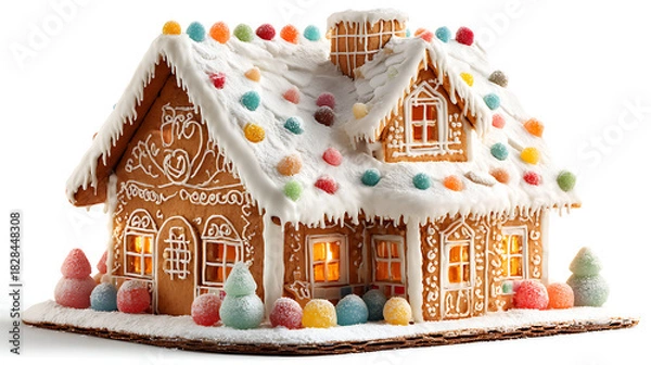 Obraz gingerbread house on white background
