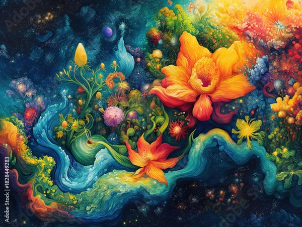 Obraz Nature’s vivid harmony captured in interconnected organic forms