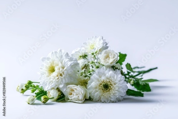 Fototapeta Elegant white flower bouquet on a light background showcasing beauty and simplicity for decoration or gifting
