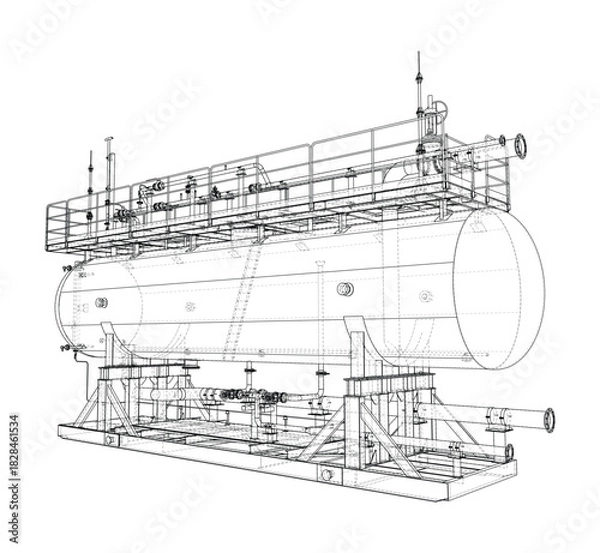 Obraz Industrial Tank Blueprint. Vector
