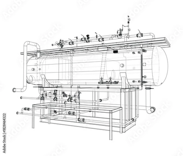 Obraz Industrial Equipment Blueprint. Vector