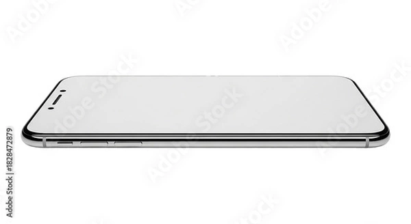 Fototapeta Modern smartphone with a blank white screen on a black background