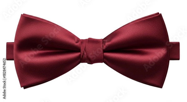 Fototapeta Elegant deep red satin bow tie isolated on black background
