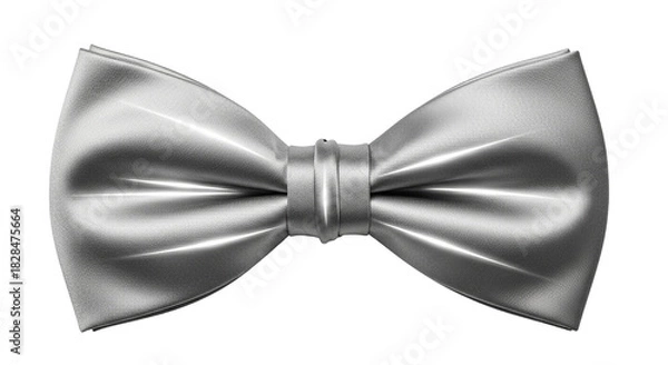 Fototapeta Elegant silver satin bow tie isolated on black background