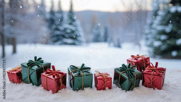 Fototapeta christmas tree with gift boxes