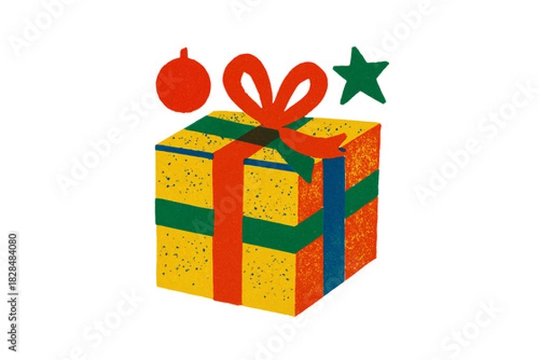 Obraz gift box with bow. Playful millustration