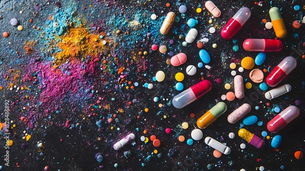 Obraz colorful pills background