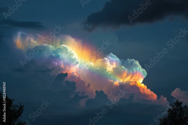 Obraz Vibrant rainbow iridescence on cloud