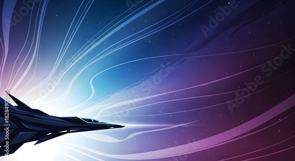 Obraz Futuristic jet fighter soaring through vibrant cosmic energy field.