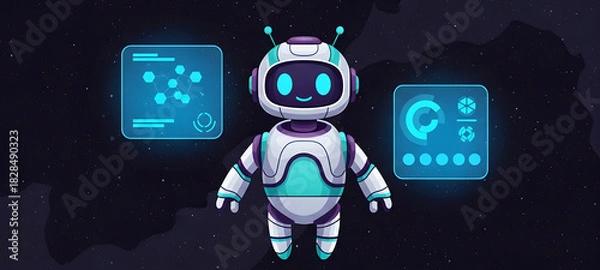 Obraz Futuristic Robot with Glowing Screens and Advanced Technology.