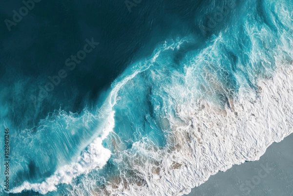 Obraz Tranquil blue ocean waves crashing on sandy beach, calming atmosphere