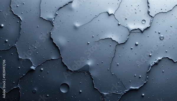 Fototapeta frosted silver grey 106: glacial iron grey, frost powder matte texture, soft silver blue glow, accented with transparent sheen spots, composition: asymmetric left content panel