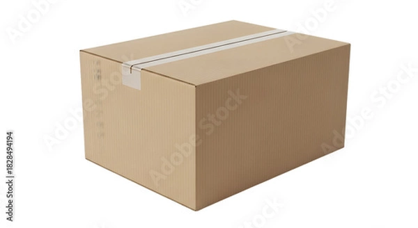 Fototapeta Brown cardboard box isolated on black background for shipping and delivery