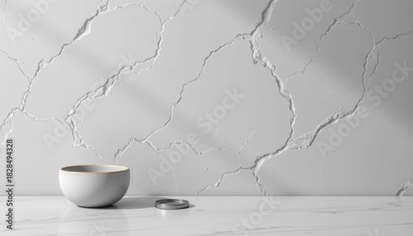 Fototapeta frosted silver grey 125: pearl frost grey, glazed frost ceramic, chilly studio softbox light, accented with micro silver sparkles, composition: asymmetric left content panel