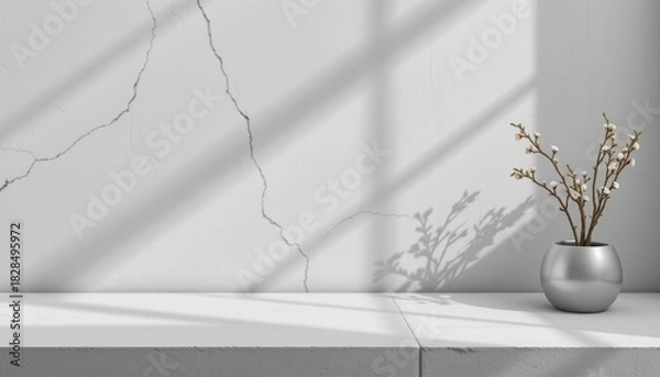 Fototapeta frosted silver grey 190: frozen platinum grey, glazed frost ceramic, chilly studio softbox light, accented with subtle metallic haze, composition: asymmetric left content panel