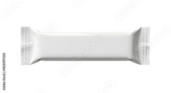 Fototapeta Blank white candy bar wrapper isolated on black background mockup