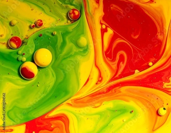 Obraz Vibrant abstract swirls and orbs of primary colors