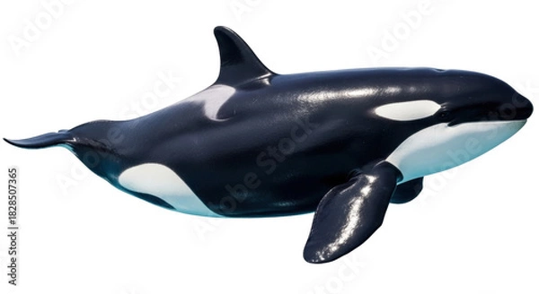 Obraz Isolated Killer Whale on Light Blue Gradient, Orca marine mammal, sleek skin, powerful physique