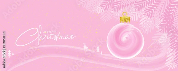 Fototapeta pink Christmas background with Christmas festive icon vector illustration. modern banner design for Christmas moment with winter vibes