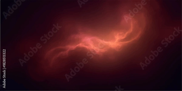 Fototapeta Fiery nebula abstract background with orange and red tones for space imagery