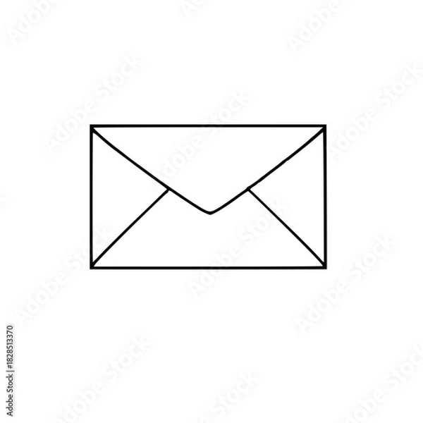 Fototapeta Simple black line art of an envelope. Perfect for email, messaging, communication services, and office-related graphics.