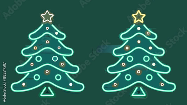 Obraz Festive glowing Christmas trees bring holiday cheer and modern style to your seasonal projects this winter