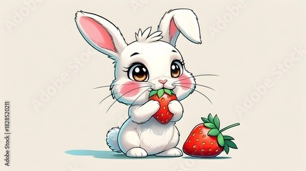 Fototapeta A bright and adorable chibi bunny with large shining eyes and a petite nose