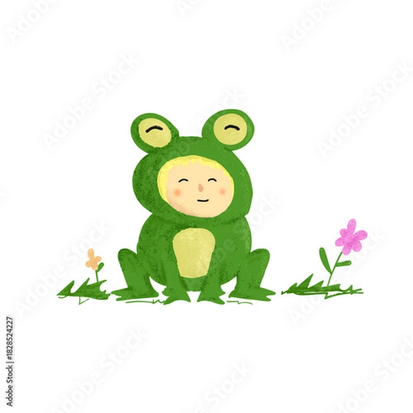 Obraz Cute little kid wearing frog costume