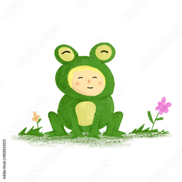 Obraz Cute little kid wearing frog costume