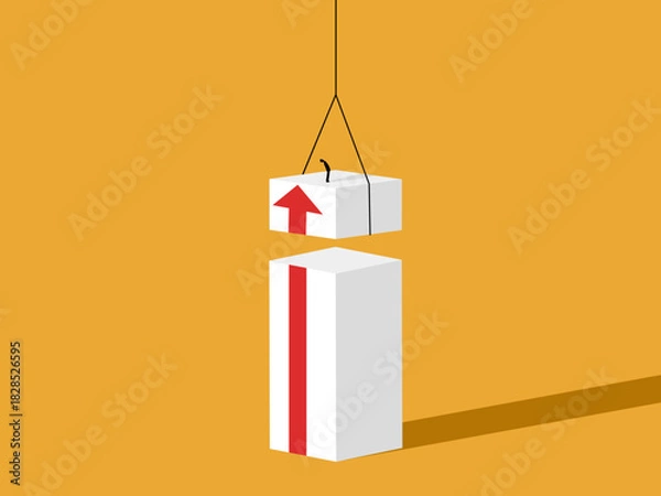 Fototapeta Businessman creates an arrow pointing upward
