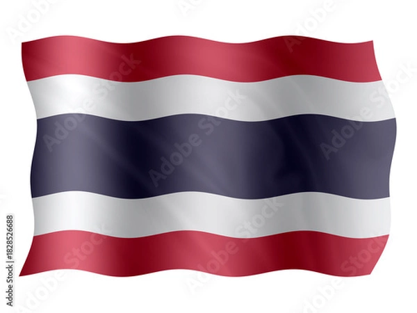 Obraz Digital composite. Flag of Thailand waving with a fabric overlay. Thailand National Day is celebrated on December 5th. Thai,