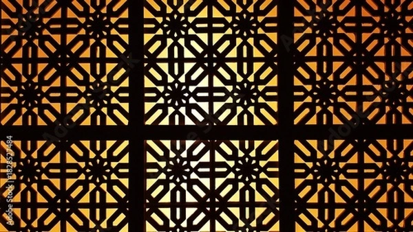 Obraz Islamic Geometric Pattern with Golden Light