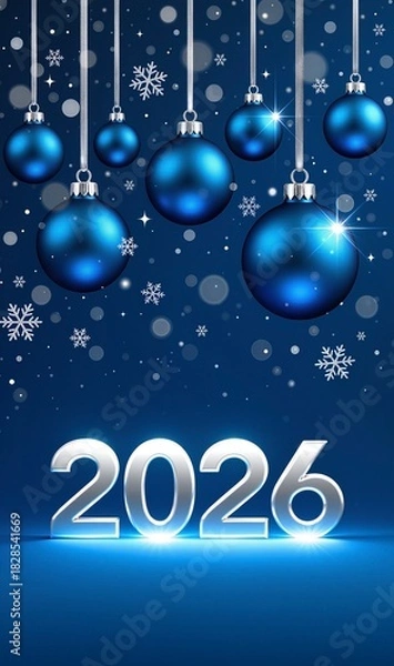 Fototapeta New Year backgraund in soft blue shades with gentle winter elements and a festive atmosphere.