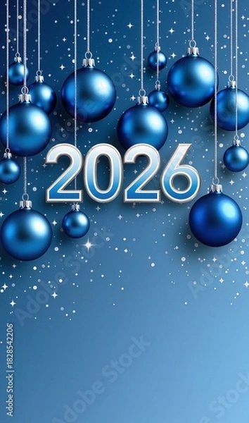 Fototapeta New Year backgraund in soft blue shades with gentle winter elements and a festive atmosphere.